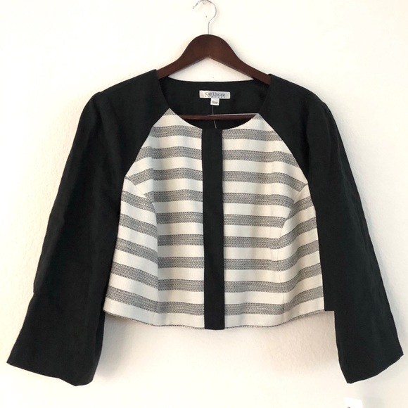 NEW Kay Unger New York Linen Blend Striped Blazer - Picture 5 of 8